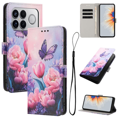 For Redmi K90 Pro Max / Poco F8 Ultra Color Drawing Pattern Leather Phone Case(Pink Butterfly)