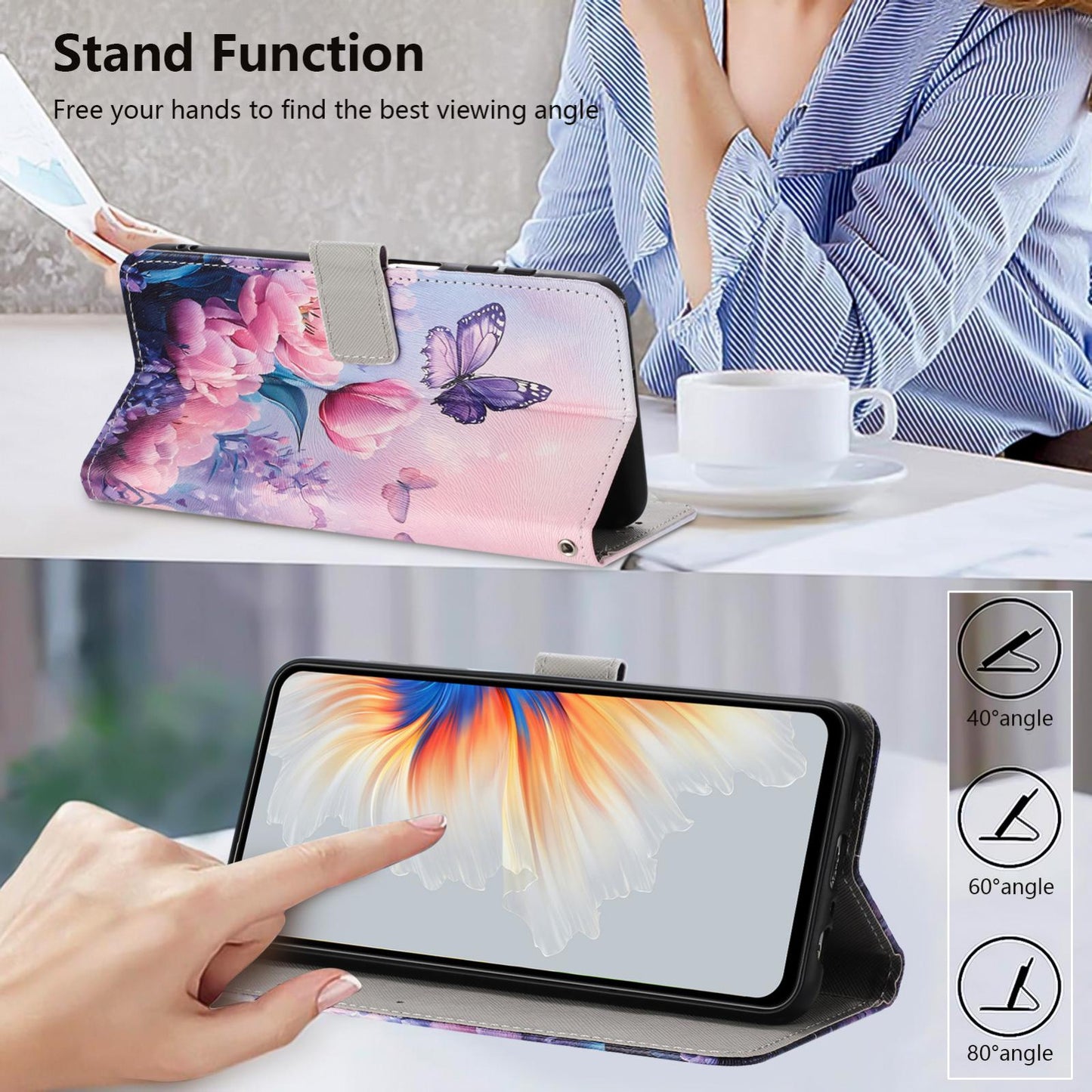 For Redmi K90 Pro Max / Poco F8 Ultra Color Drawing Pattern Leather Phone Case(Pink Butterfly)