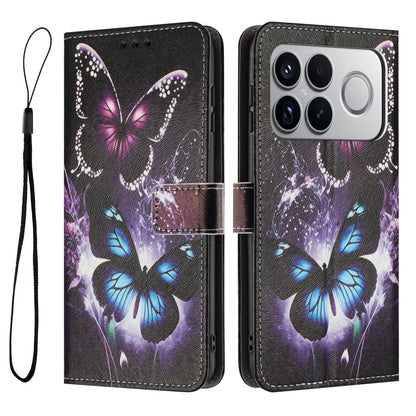 For Redmi K90 Pro Max / Poco F8 Ultra Color Drawing Pattern Leather Phone Case(Two Butterflies)