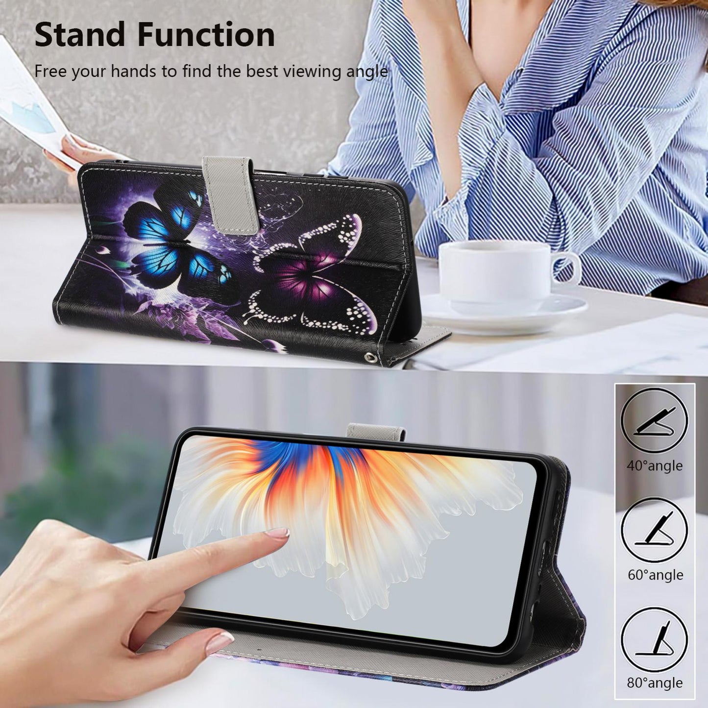 For Redmi K90 Pro Max / Poco F8 Ultra Color Drawing Pattern Leather Phone Case(Two Butterflies)