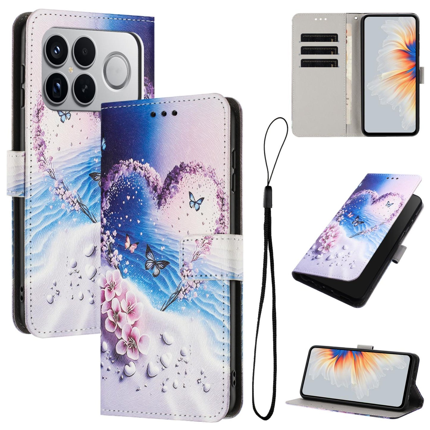For Redmi K90 Pro Max / Poco F8 Ultra Color Drawing Pattern Leather Phone Case(Love Butterfly)