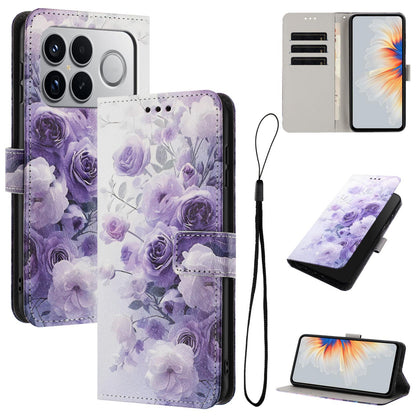 For Redmi K90 Pro Max / Poco F8 Ultra Color Drawing Pattern Leather Phone Case(Purple Rose)