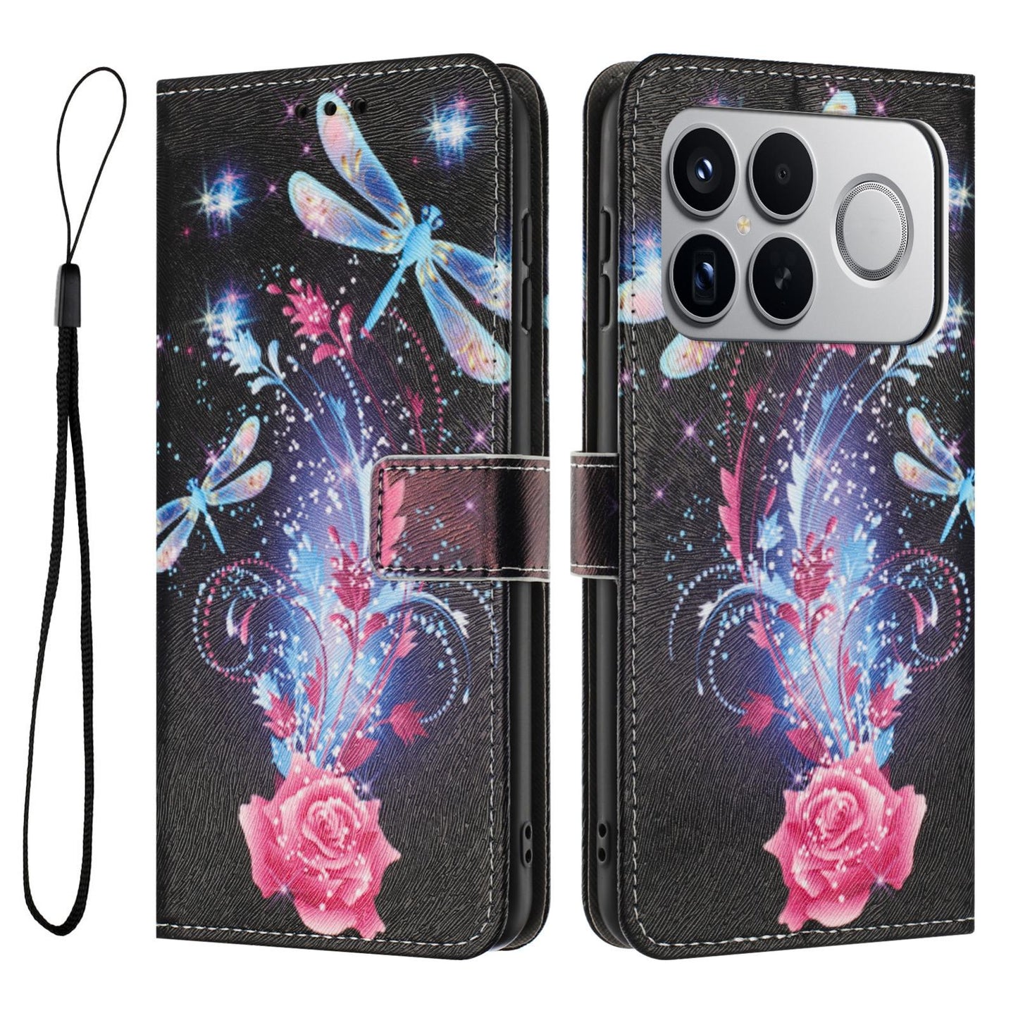 For Redmi K90 Pro Max / Poco F8 Ultra Color Drawing Pattern Leather Phone Case(Dragonfly)