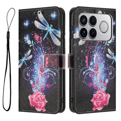 For Redmi K90 Pro Max / Poco F8 Ultra Color Drawing Pattern Leather Phone Case(Dragonfly)