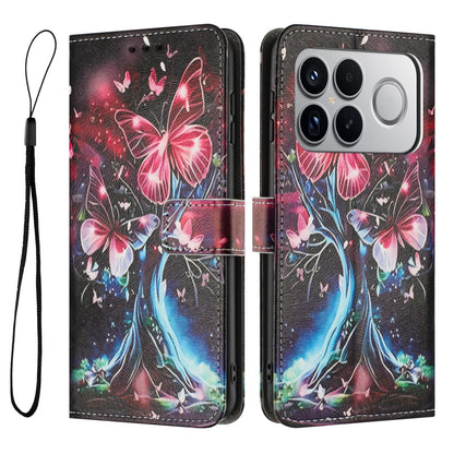For Redmi K90 Pro Max / Poco F8 Ultra Color Drawing Pattern Leather Phone Case(Butterfly Tree)