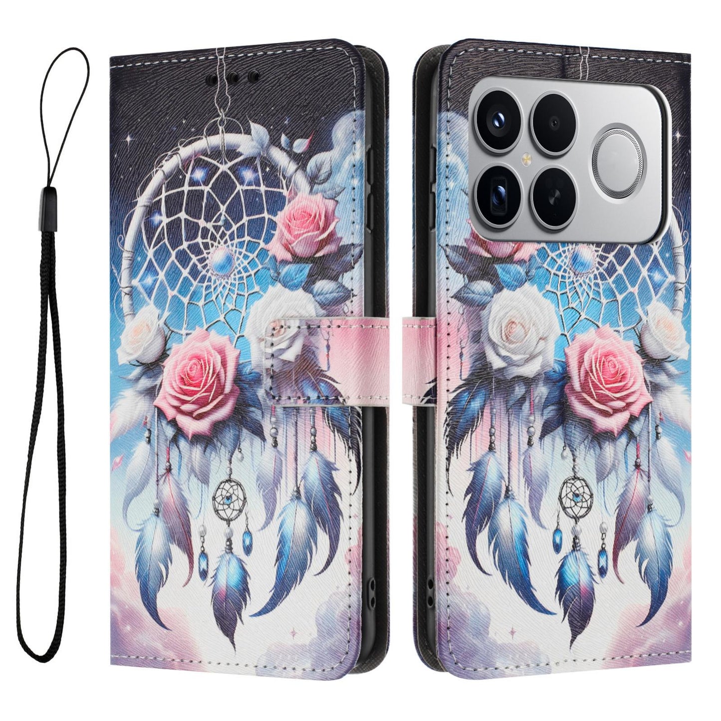 For Redmi K90 Pro Max / Poco F8 Ultra Color Drawing Pattern Leather Phone Case(Flower Wind Chime)