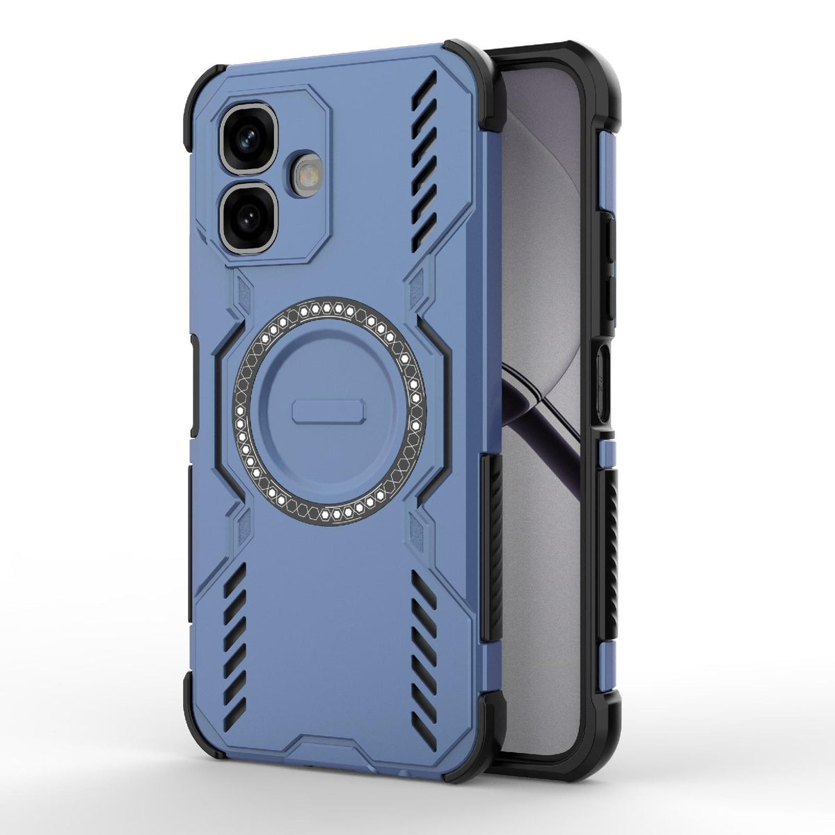 For Infinix Smart 20 4G Global Butterfly Armor MagSafe Magnetic Ring Shockproof Phone Case - Blue - EDA008508006A