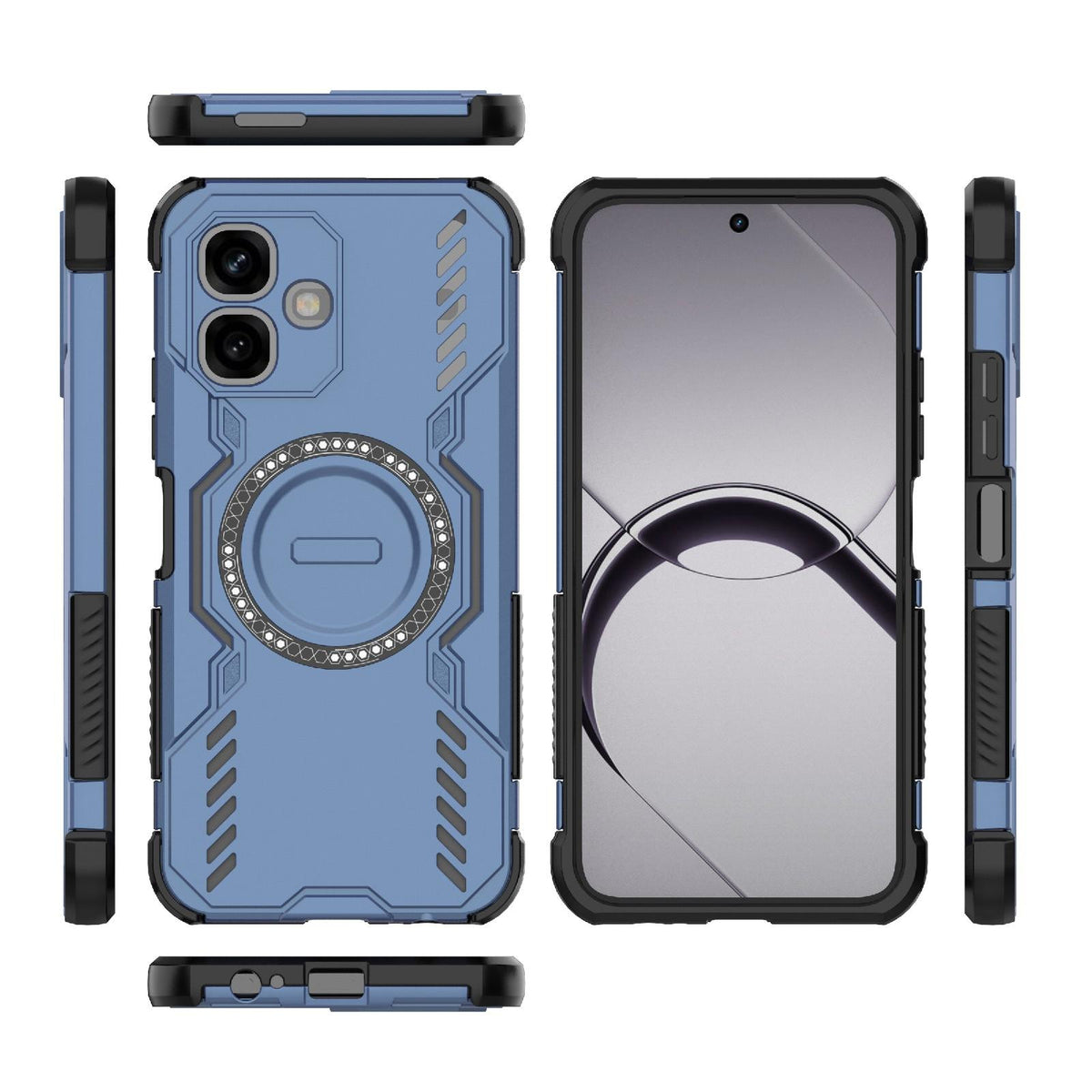 For Infinix Smart 20 4G Global Butterfly Armor MagSafe Magnetic Ring Shockproof Phone Case - Blue - EDA008508006A