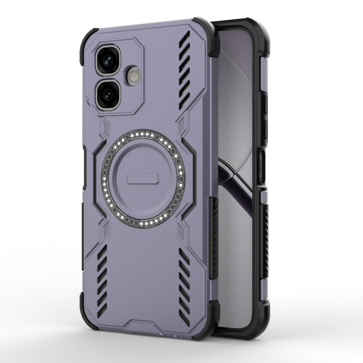For Infinix Smart 20 4G Global Butterfly Armor MagSafe Magnetic Ring Shockproof Phone Case - Purple - EDA008508006B