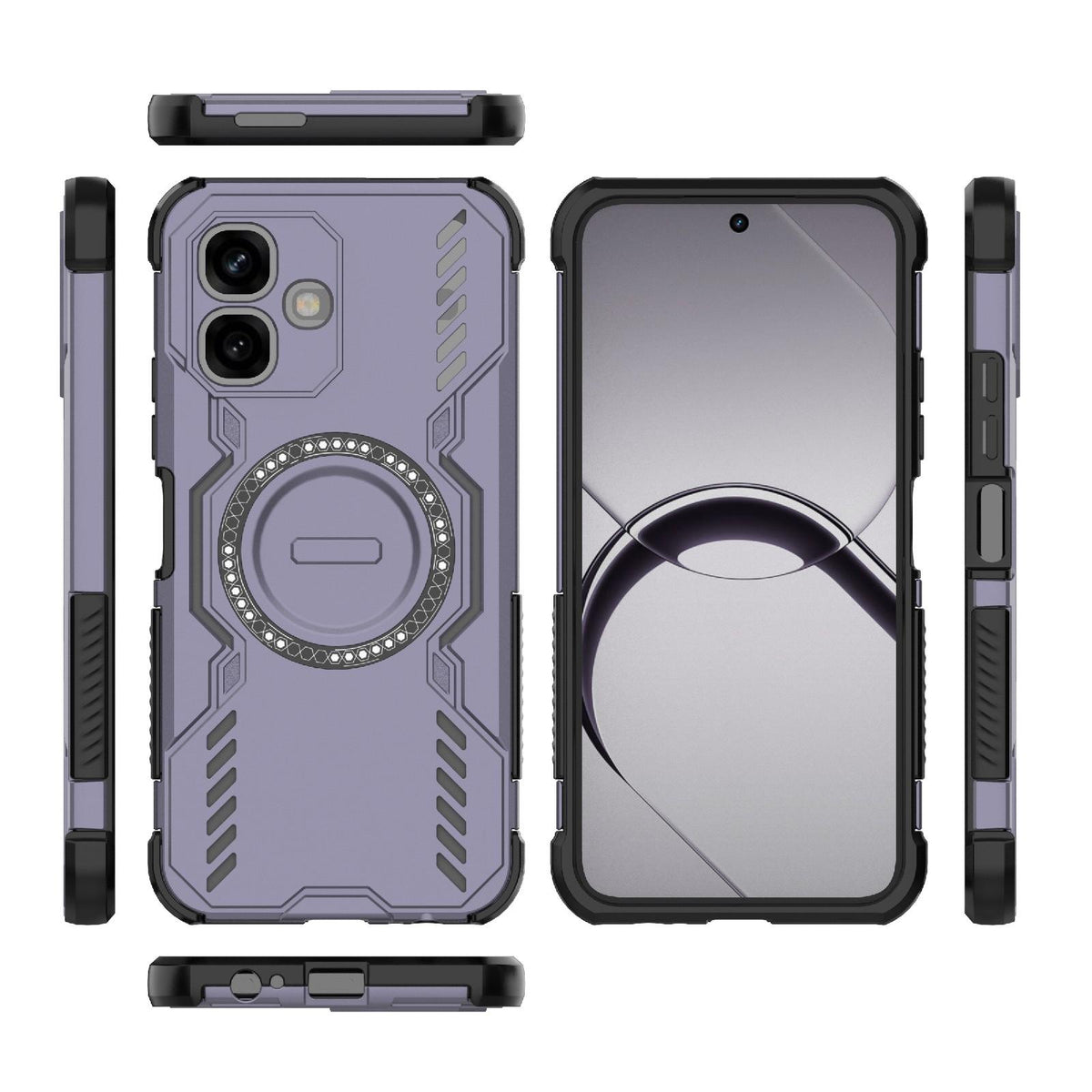 For Infinix Smart 20 4G Global Butterfly Armor MagSafe Magnetic Ring Shockproof Phone Case - Purple - EDA008508006B