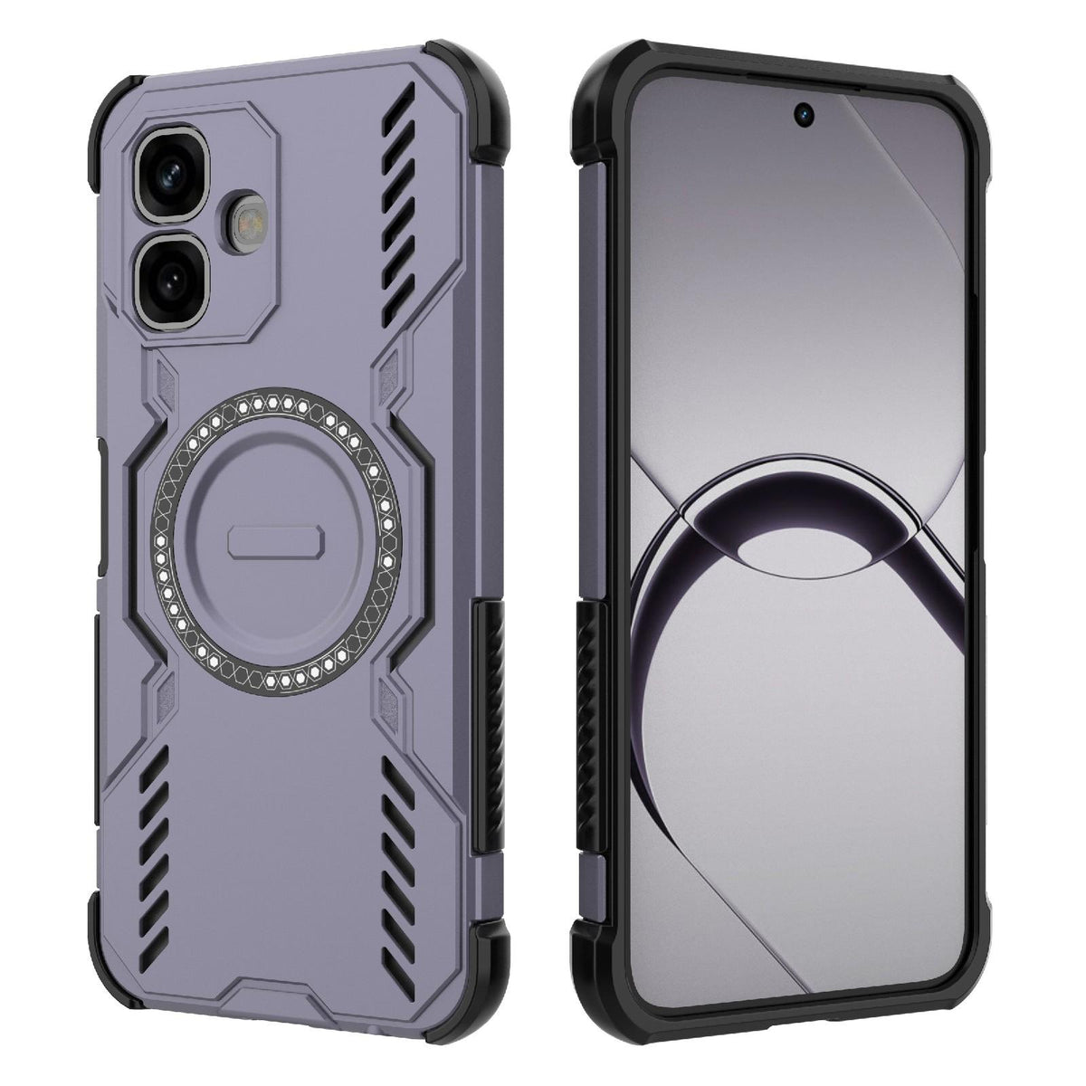 For Infinix Smart 20 4G Global Butterfly Armor MagSafe Magnetic Ring Shockproof Phone Case - Purple - EDA008508006B