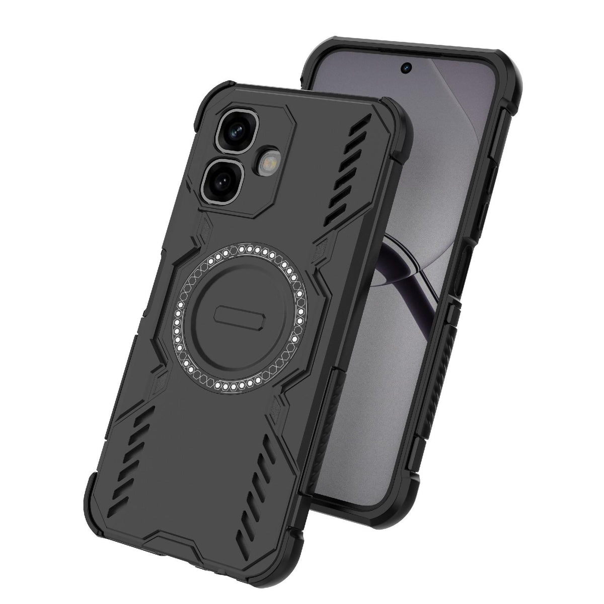 For Infinix Smart 20 4G Global Butterfly Armor MagSafe Magnetic Ring Shockproof Phone Case - Purple - EDA008508006B