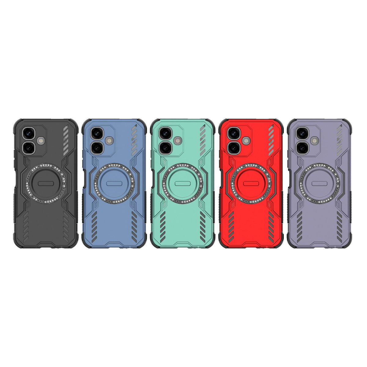 For Infinix Smart 20 4G Global Butterfly Armor MagSafe Magnetic Ring Shockproof Phone Case - Purple - EDA008508006B