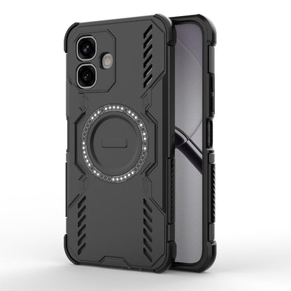 For Infinix Smart 20 4G Global Butterfly Armor MagSafe Magnetic Ring Shockproof Phone Case - Black - EDA008508006C