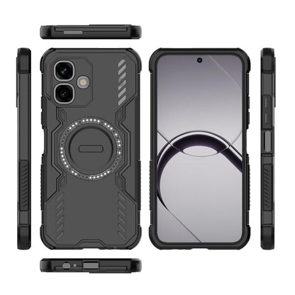 For Infinix Smart 20 4G Global Butterfly Armor MagSafe Magnetic Ring Shockproof Phone Case - Black - EDA008508006C