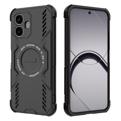 For Infinix Smart 20 4G Global Butterfly Armor MagSafe Magnetic Ring Shockproof Phone Case - Black - EDA008508006C