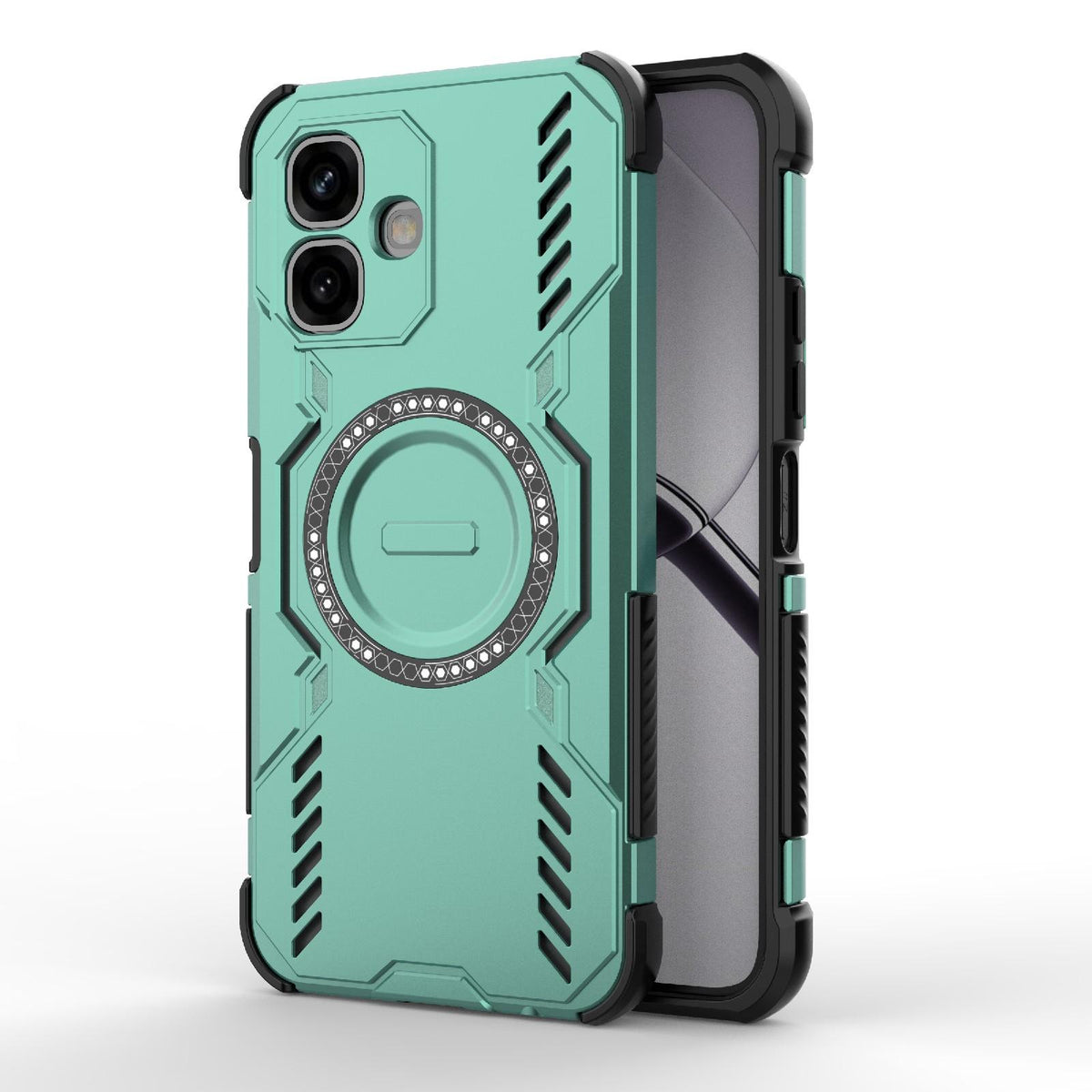 For Infinix Smart 20 4G Global Butterfly Armor MagSafe Magnetic Ring Shockproof Phone Case - Light Green - EDA008508006D