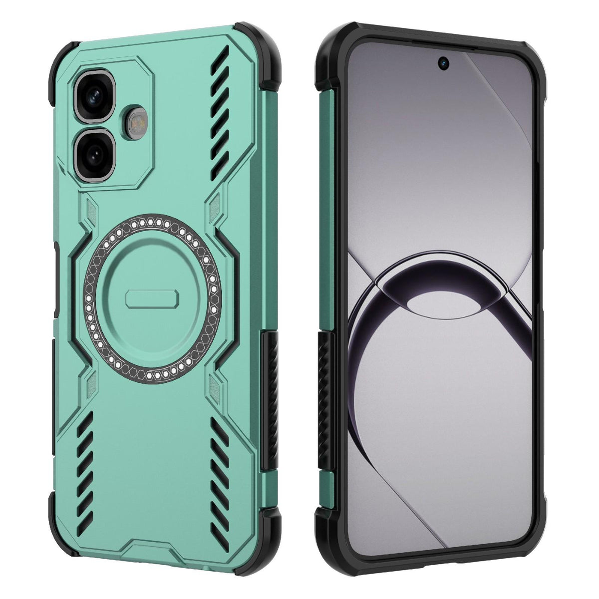 For Infinix Smart 20 4G Global Butterfly Armor MagSafe Magnetic Ring Shockproof Phone Case - Light Green - EDA008508006D
