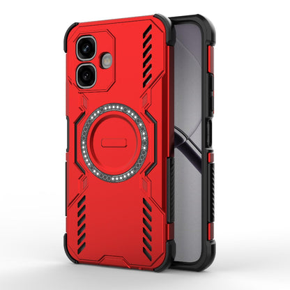 For Infinix Smart 20 4G Global Butterfly Armor MagSafe Magnetic Ring Shockproof Phone Case - Red - EDA008508006E