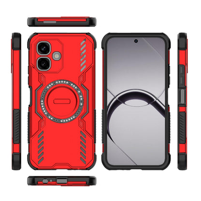 For Infinix Smart 20 4G Global Butterfly Armor MagSafe Magnetic Ring Shockproof Phone Case - Red - EDA008508006E