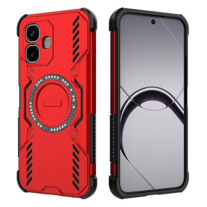 For Infinix Smart 20 4G Global Butterfly Armor MagSafe Magnetic Ring Shockproof Phone Case - Red - EDA008508006E