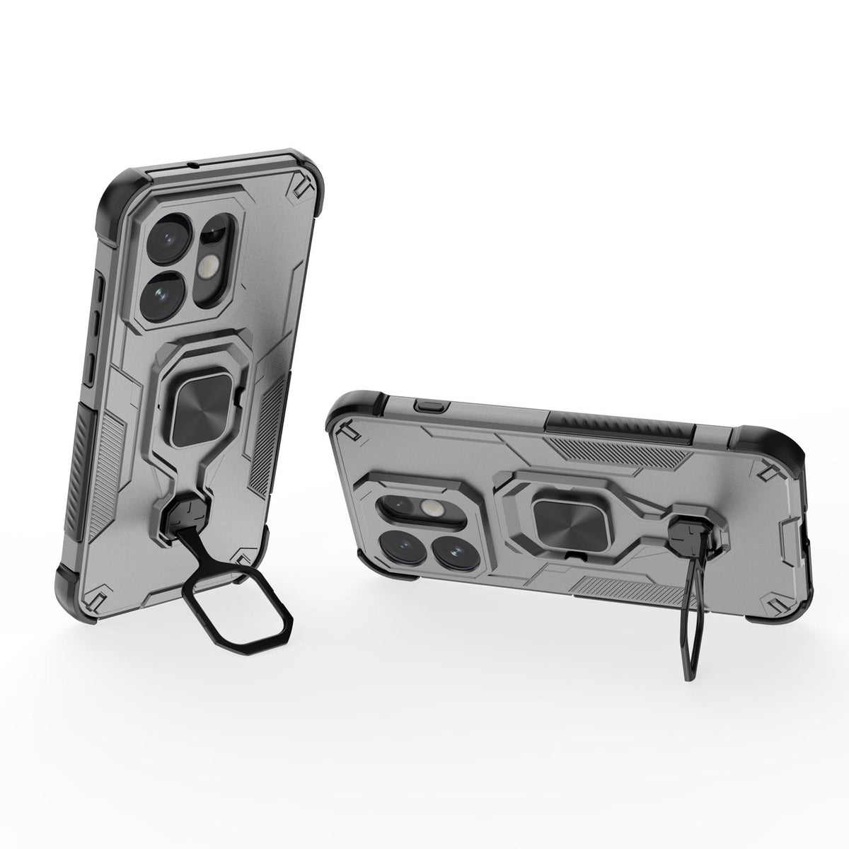 For OPPO Reno16 5G Global Metal Kickstand TPU Hybrid PC Phone Case - Grey - EDA008532902B