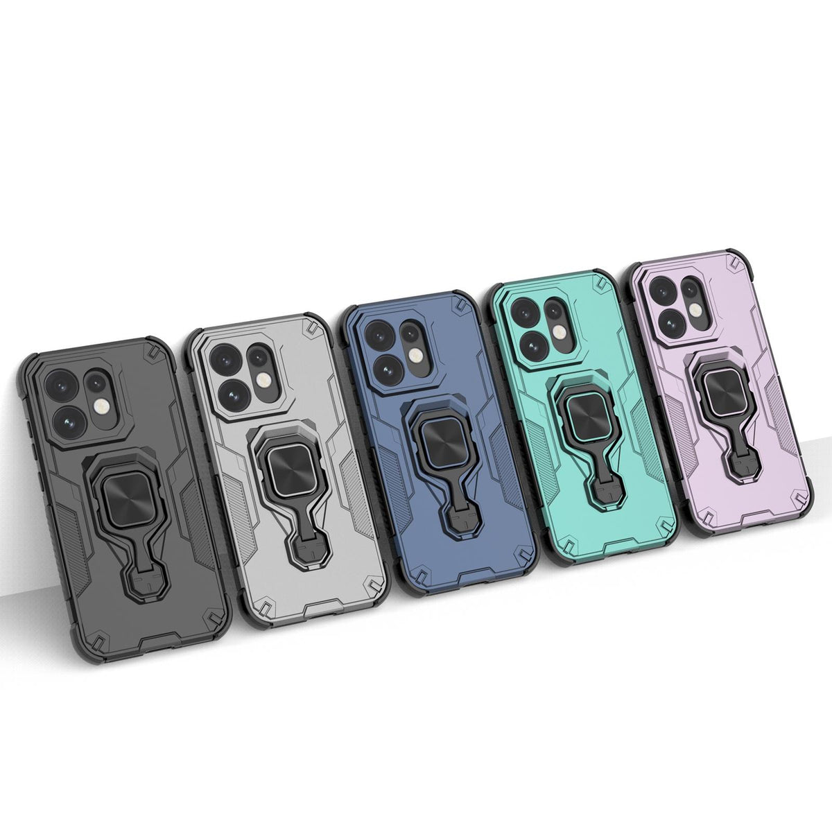 For OPPO Reno16 5G Global Metal Kickstand TPU Hybrid PC Phone Case - Grey - EDA008532902B