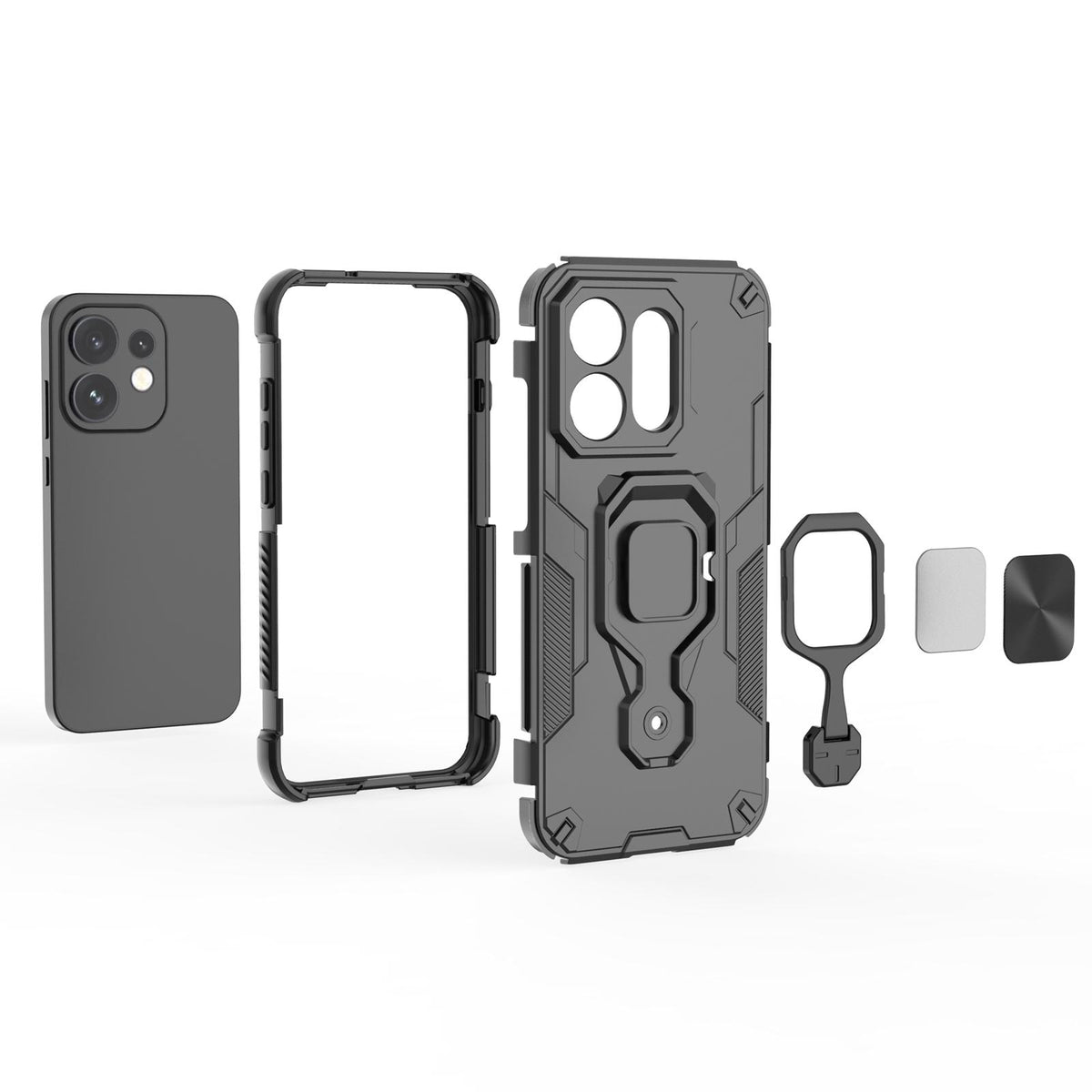 For OPPO Reno16 5G Global Metal Kickstand TPU Hybrid PC Phone Case - Blue - EDA008532902C