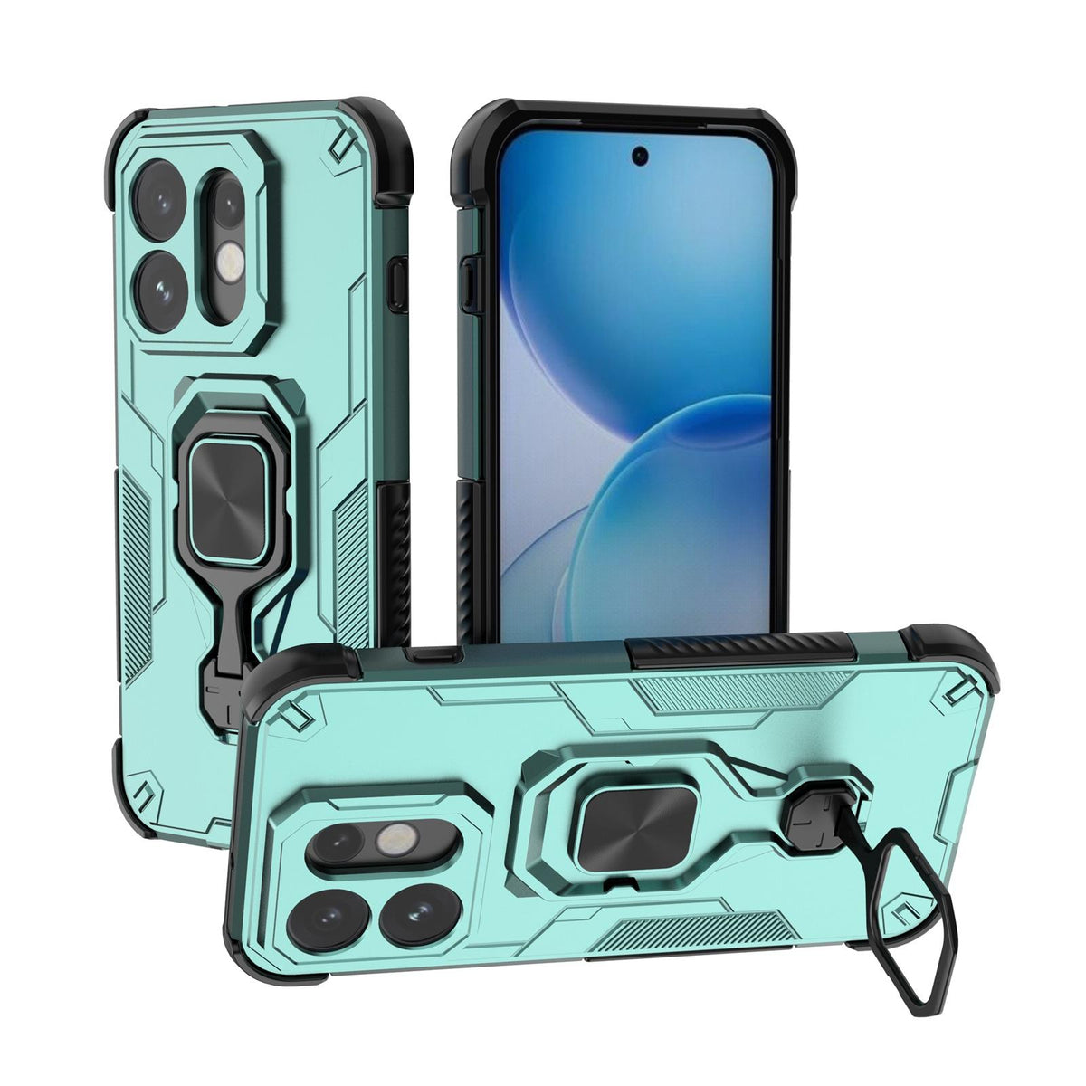 For OPPO Reno16 5G Global Metal Kickstand TPU Hybrid PC Phone Case - Green - EDA008532902D