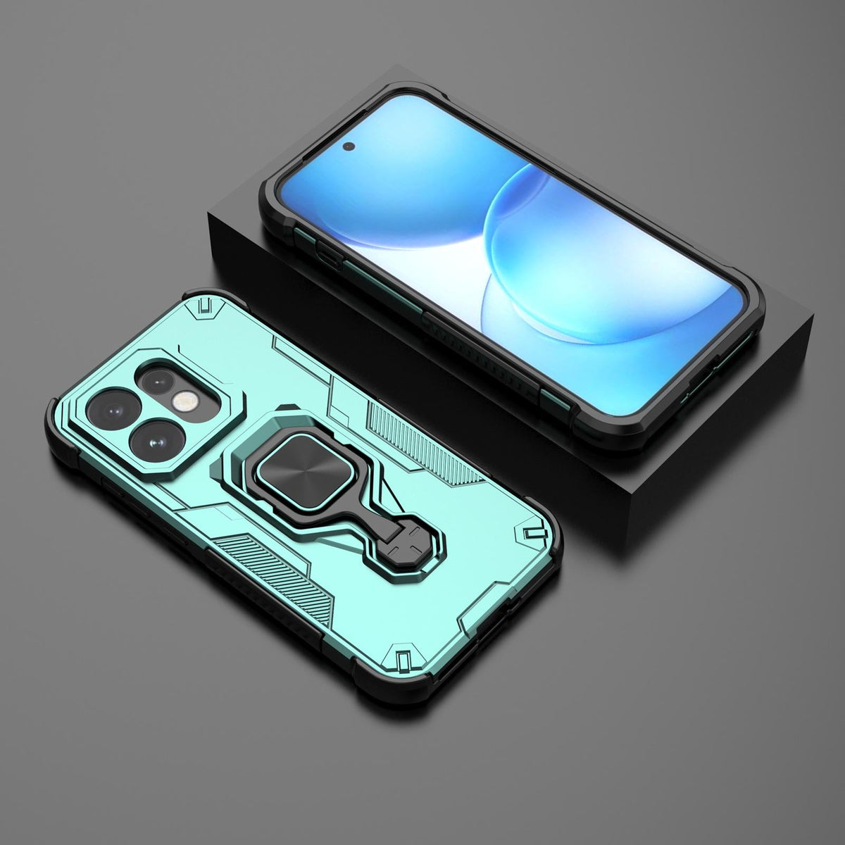 For OPPO Reno16 5G Global Metal Kickstand TPU Hybrid PC Phone Case - Green - EDA008532902D
