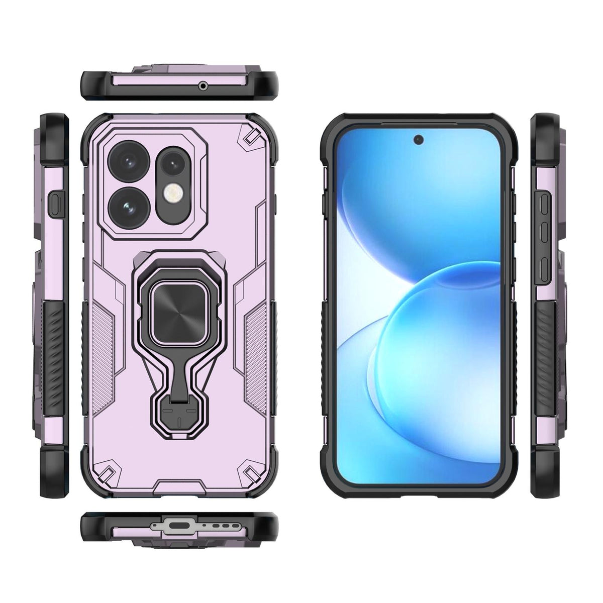 For OPPO Reno16 5G Global Metal Kickstand TPU Hybrid PC Phone Case - Purple - EDA008532902E