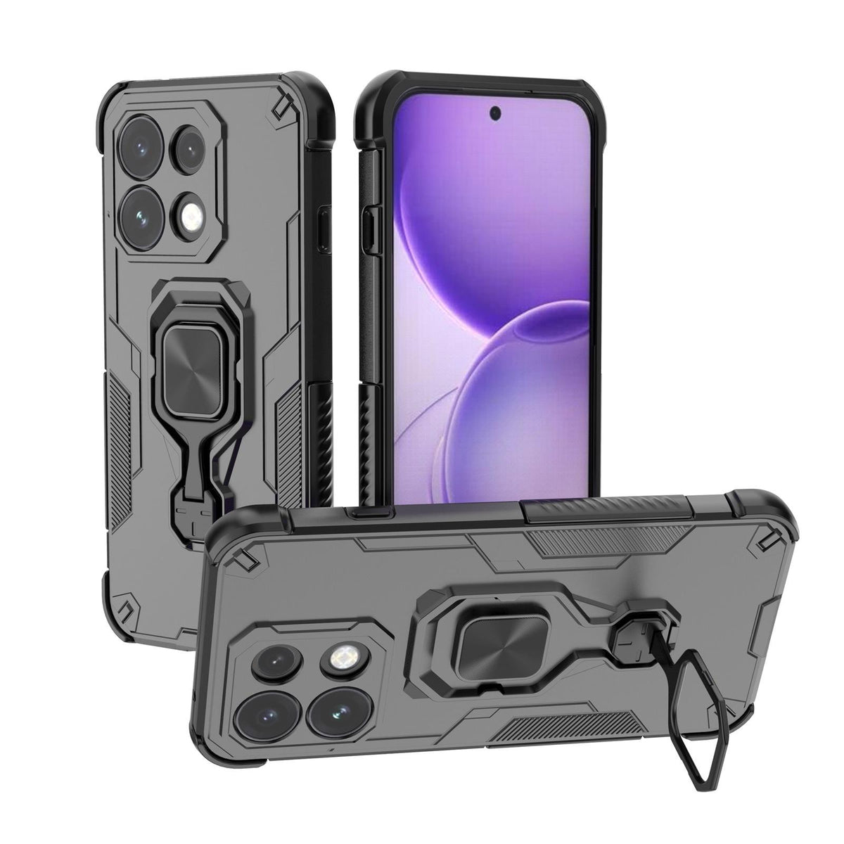 For OPPO Reno16 F 5G Metal Kickstand TPU Hybrid PC Phone Case - Black - EDA008532904A