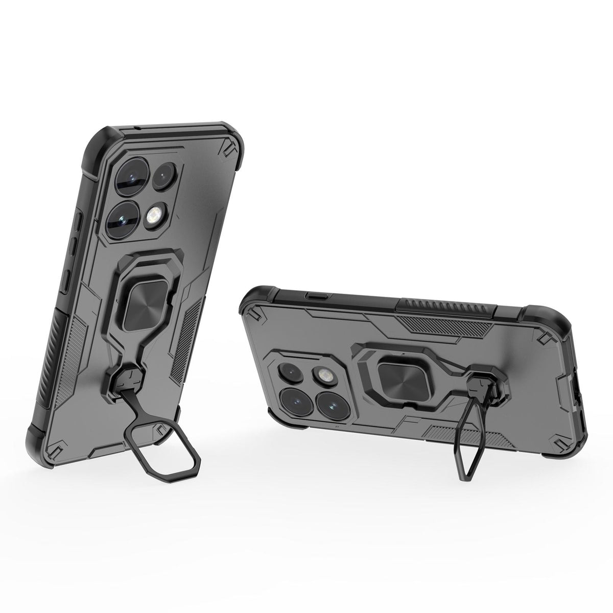 For OPPO Reno16 F 5G Metal Kickstand TPU Hybrid PC Phone Case - Black - EDA008532904A