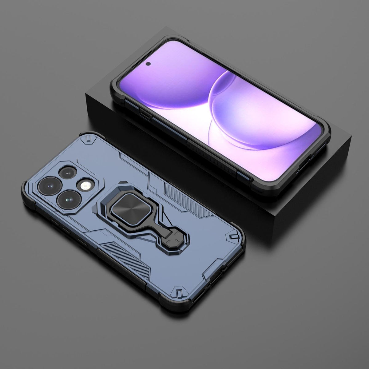 For OPPO Reno16 F 5G Metal Kickstand TPU Hybrid PC Phone Case - Blue - EDA008532904C