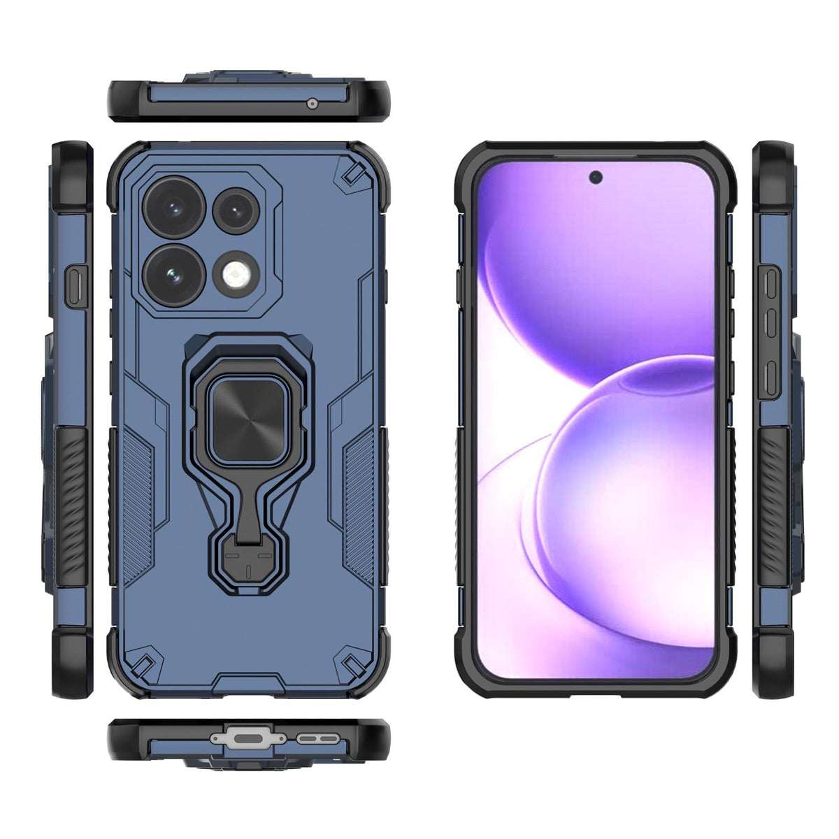 For OPPO Reno16 F 5G Metal Kickstand TPU Hybrid PC Phone Case - Blue - EDA008532904C