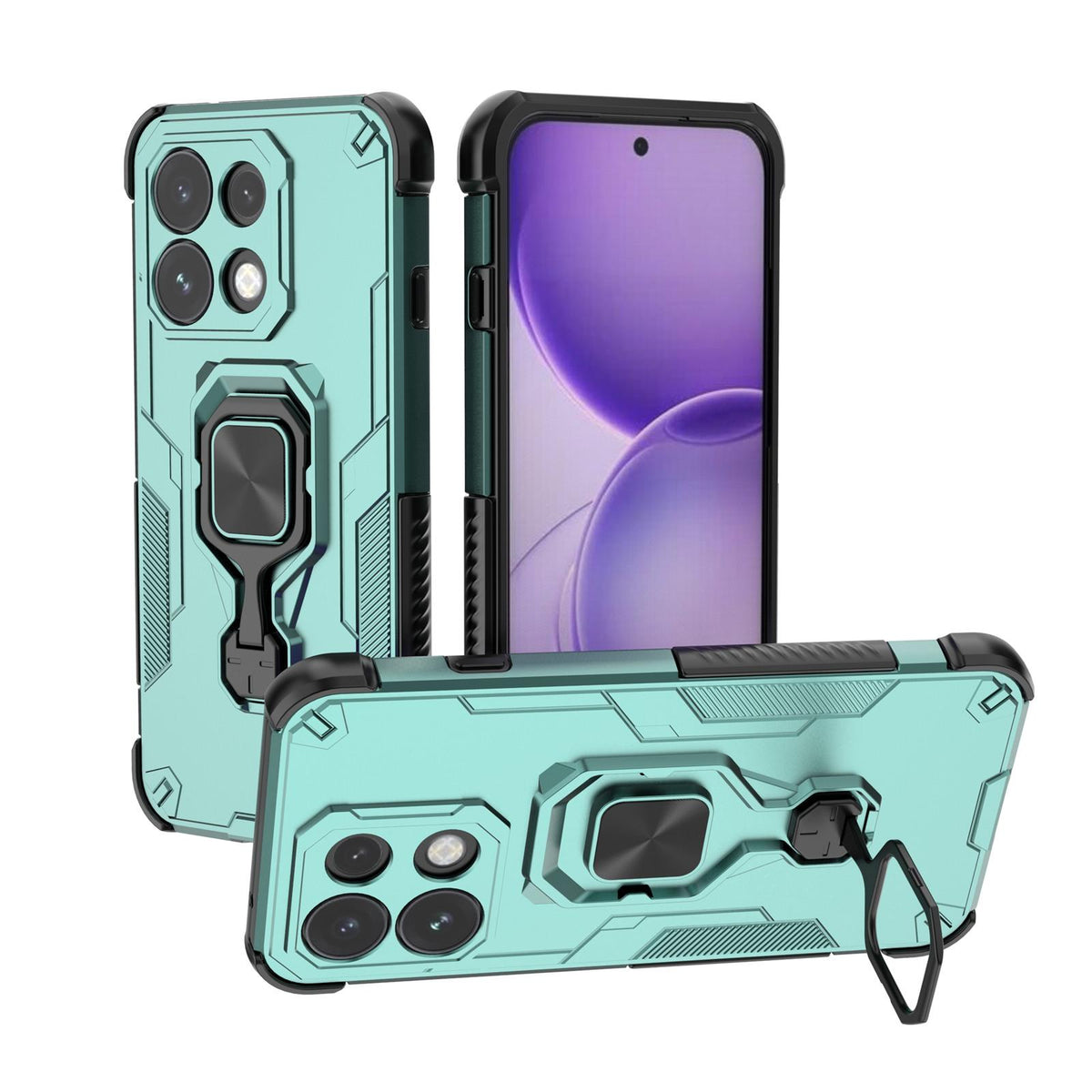 For OPPO Reno16 F 5G Metal Kickstand TPU Hybrid PC Phone Case - Green - EDA008532904D