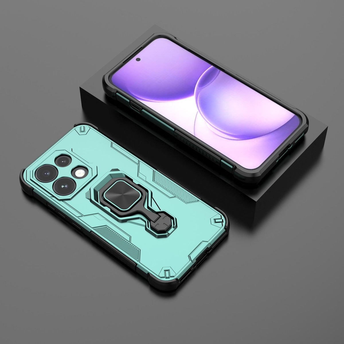 For OPPO Reno16 F 5G Metal Kickstand TPU Hybrid PC Phone Case - Green - EDA008532904D