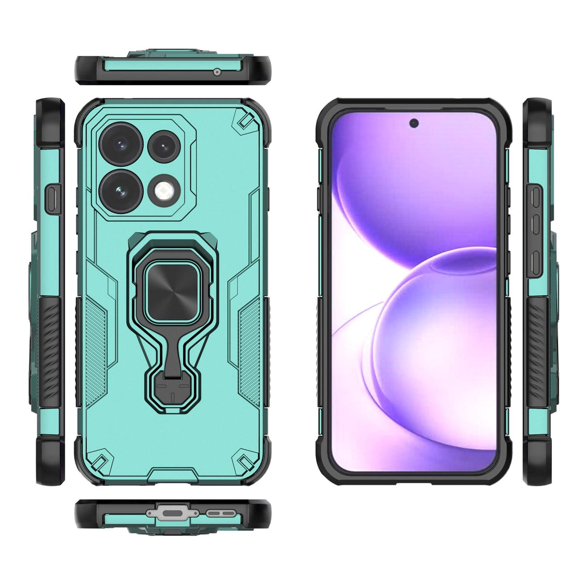 For OPPO Reno16 F 5G Metal Kickstand TPU Hybrid PC Phone Case - Green - EDA008532904D
