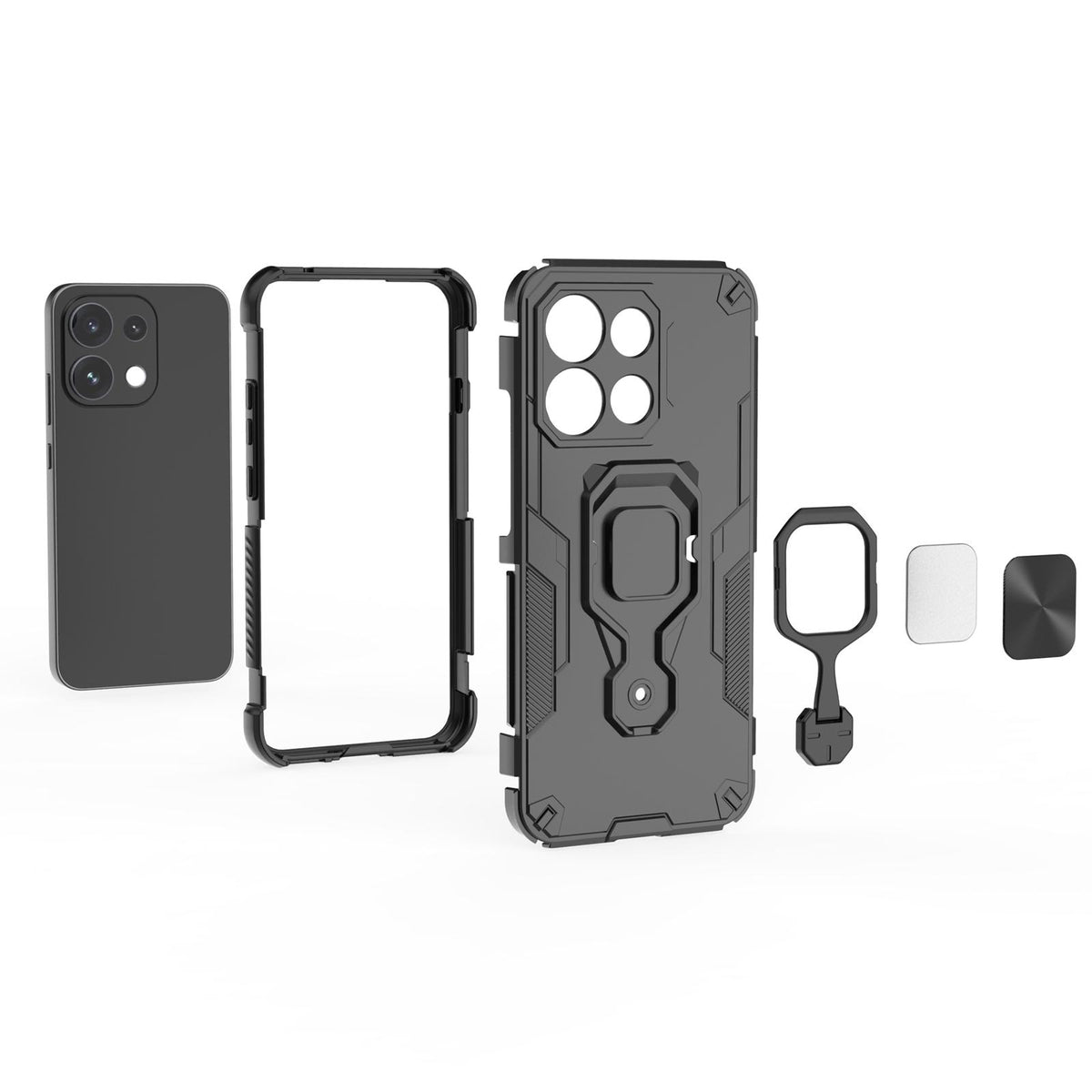 For OPPO Reno16 F 5G Metal Kickstand TPU Hybrid PC Phone Case - Green - EDA008532904D