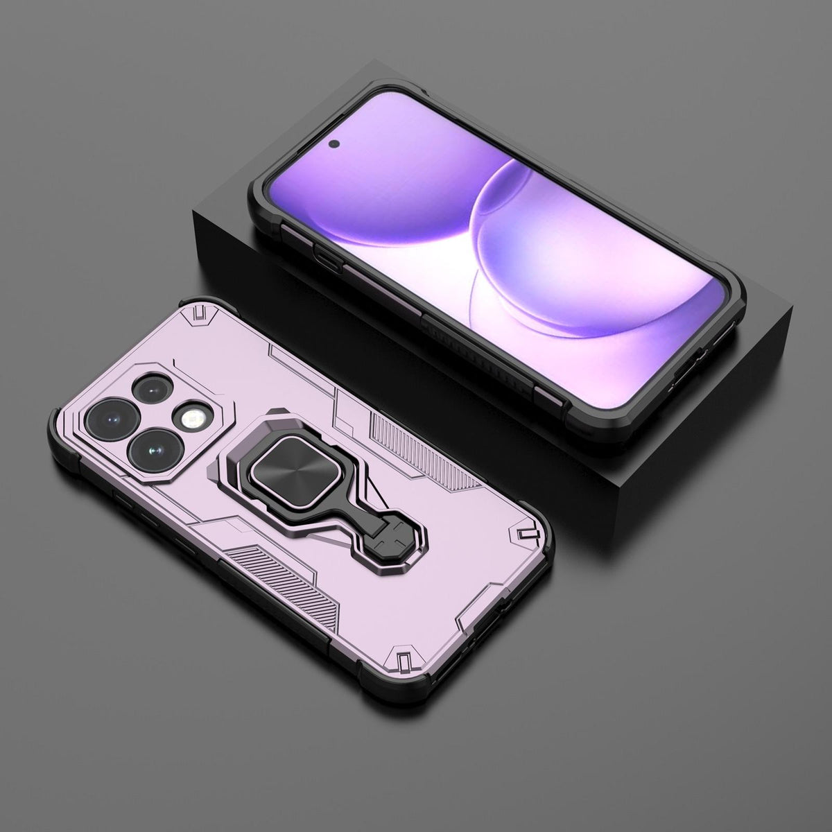 For OPPO Reno16 F 5G Metal Kickstand TPU Hybrid PC Phone Case - Purple - EDA008532904E