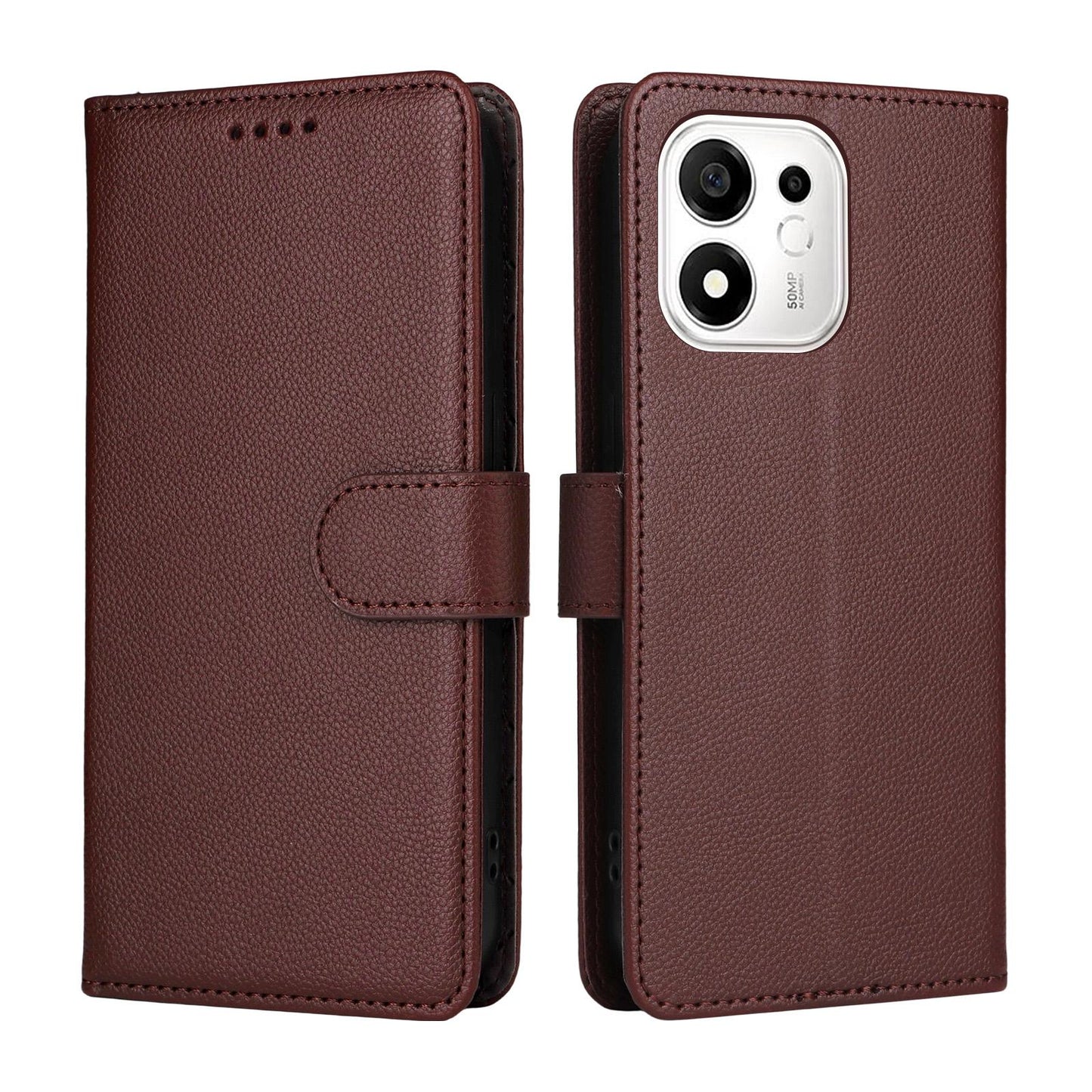 For Honor 600 Smart 5G Litchi Texture RFID Blocking 3-Card Wallet Leather Phone Case(Brown)