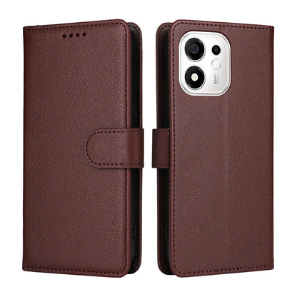 For Honor 600 Smart 5G Litchi Texture RFID Blocking 3-Card Wallet Leather Phone Case(Brown)