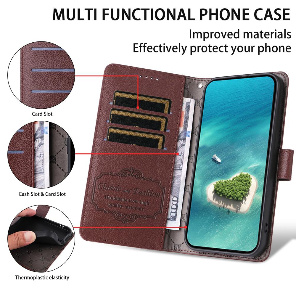 For Honor 600 Smart 5G Litchi Texture RFID Blocking 3-Card Wallet Leather Phone Case(Brown)