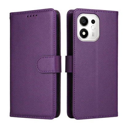 For Honor 600 Smart 5G Litchi Texture RFID Blocking 3-Card Wallet Leather Phone Case(Purple)
