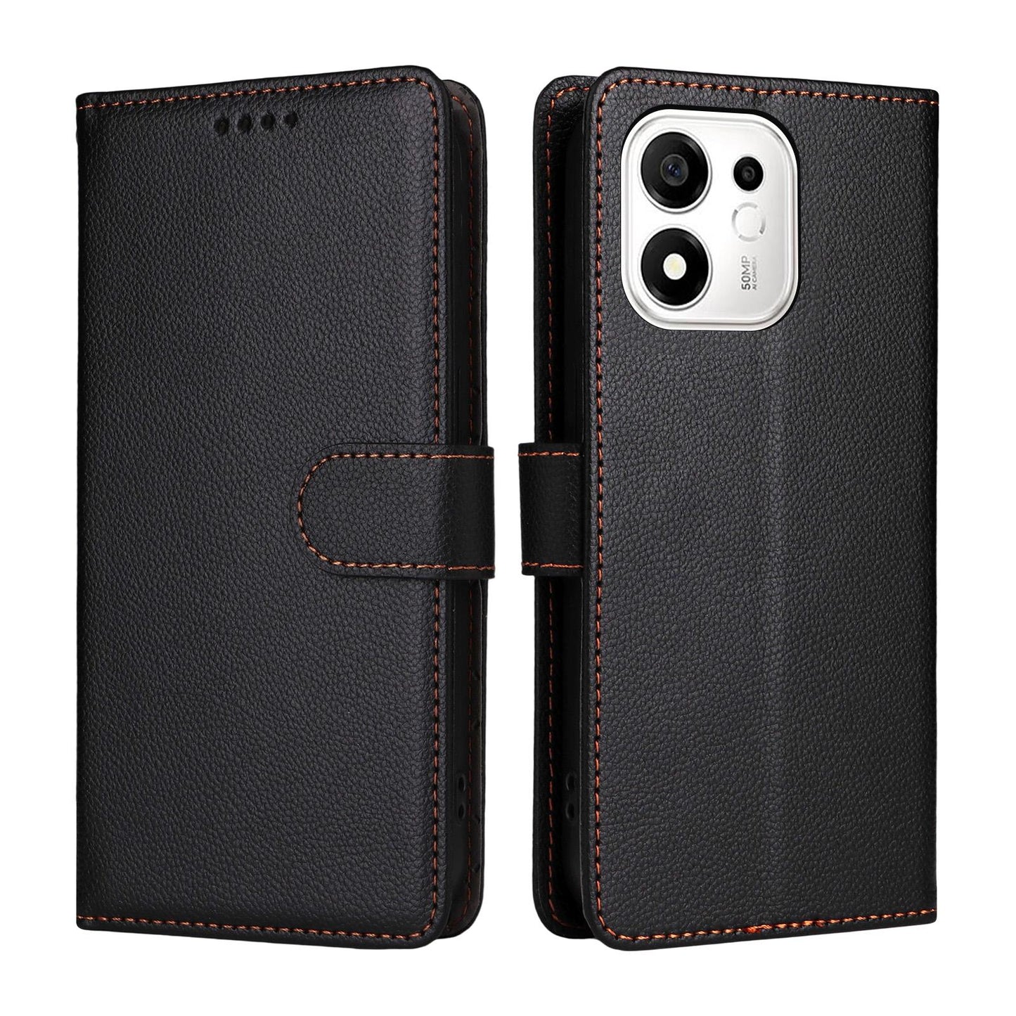 For Honor 600 Smart 5G Litchi Texture RFID Blocking 3-Card Wallet Leather Phone Case(Black)
