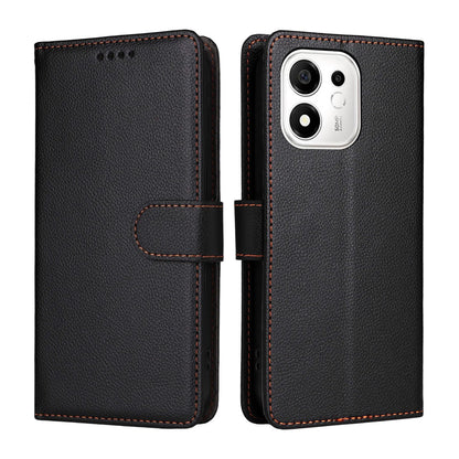 For Honor 600 Smart 5G Litchi Texture RFID Blocking 3-Card Wallet Leather Phone Case(Black)