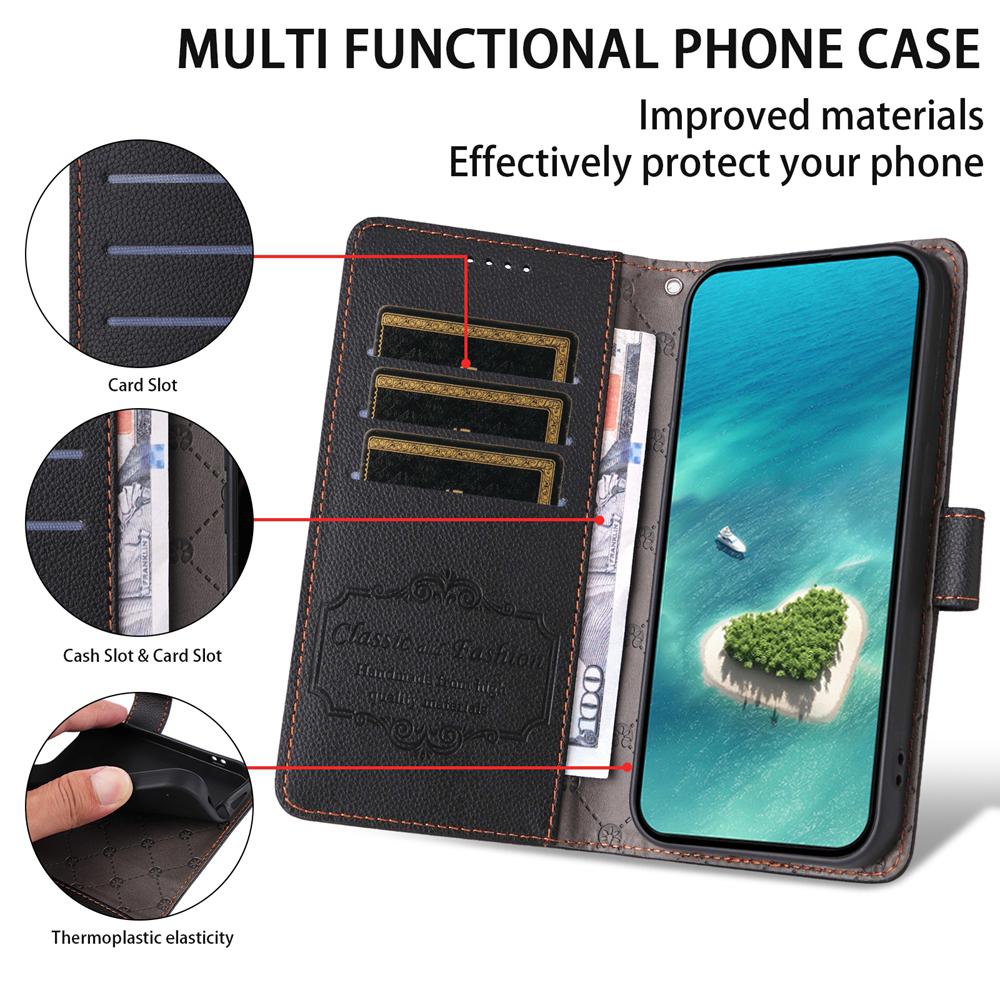 For Honor 600 Smart 5G Litchi Texture RFID Blocking 3-Card Wallet Leather Phone Case(Black)