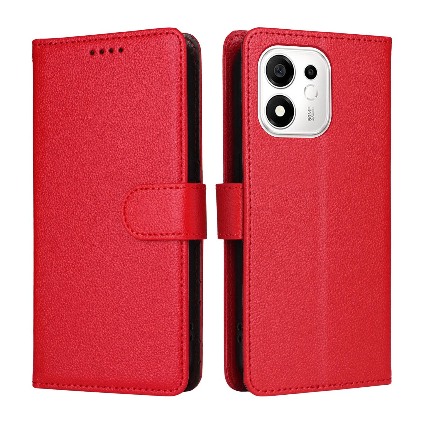 For Honor 600 Smart 5G Litchi Texture RFID Blocking 3-Card Wallet Leather Phone Case(Red)