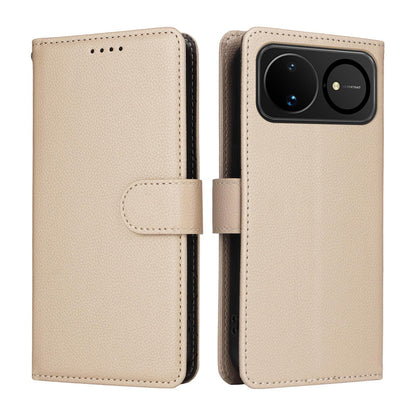 For Huawei nova 16 Litchi Texture RFID Blocking 3-Card Wallet Leather Phone Case(Beige)