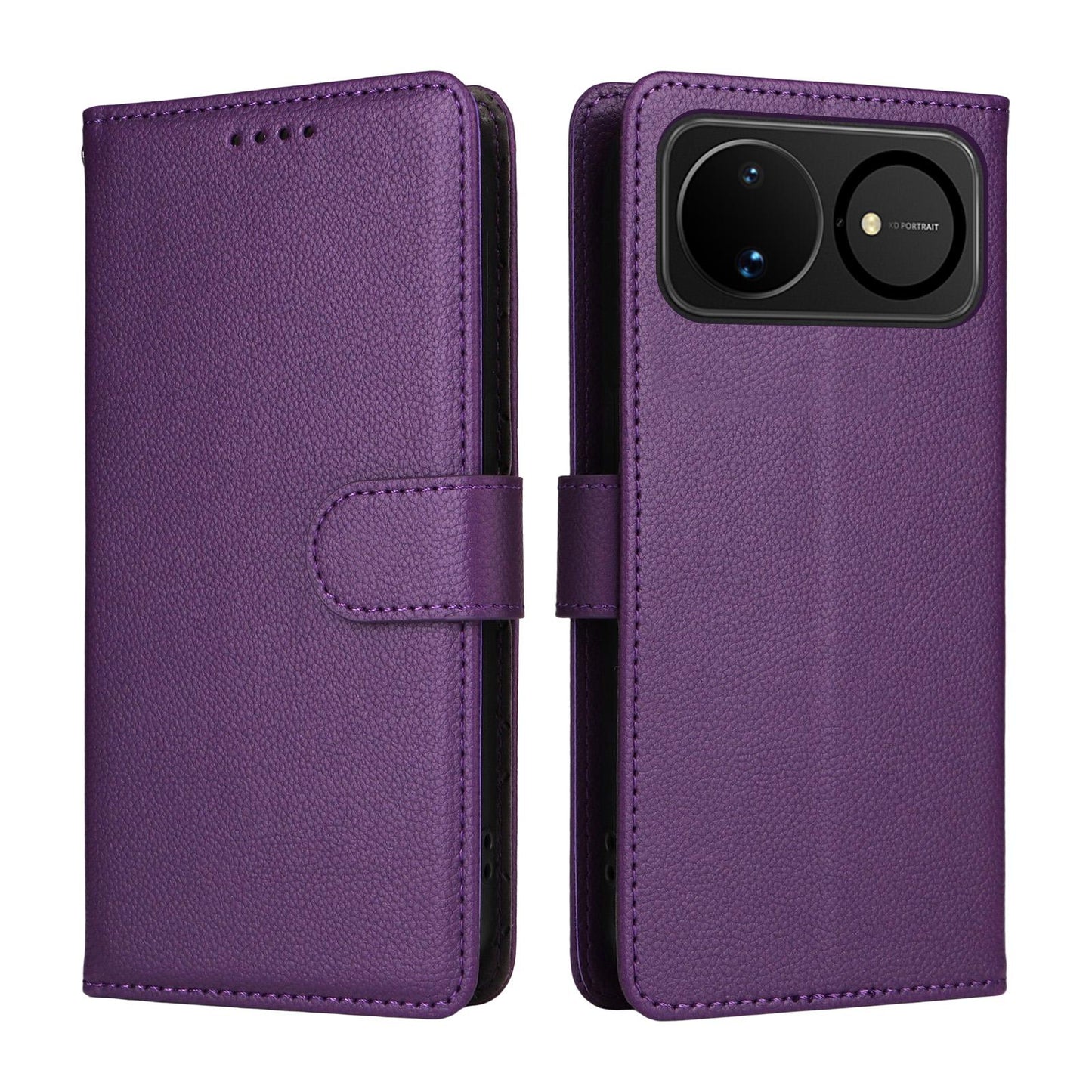 For Huawei nova 16 Litchi Texture RFID Blocking 3-Card Wallet Leather Phone Case(Purple)